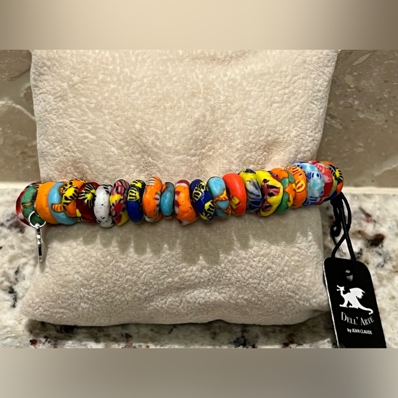 NWT Dell Arte by Jean Claude Multicolored Krobo Beaded Stretch Bracelet - Picture 4 of 6